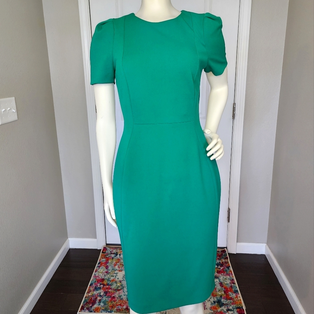 Calvin Klein Emerald Green Short Sleeve Sheath Dress